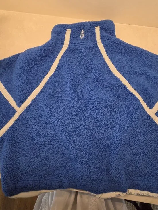 Free People Movement Mountain High 1/2 Zip Fleece Women XS Blue Crop Mock Neck - Picture 15 of 15